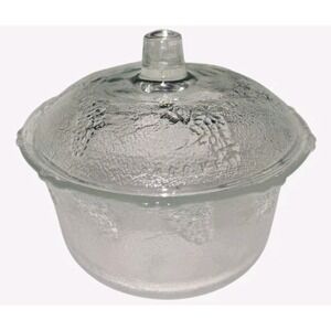 Vintage KIG Clear‎ Glass Candy Dish Grape Motif Malaysia